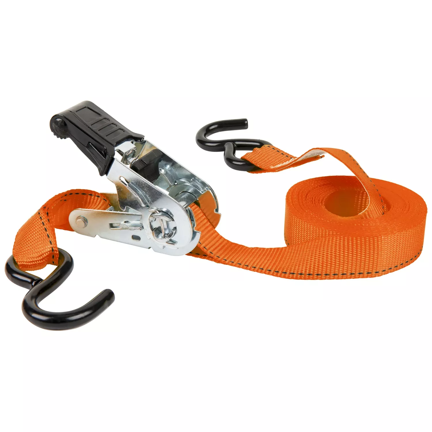 05506 Tie-down, 1 In W, 15 Ft L, Polyester, Yellow, 500 Lb, S-hook End Fitting