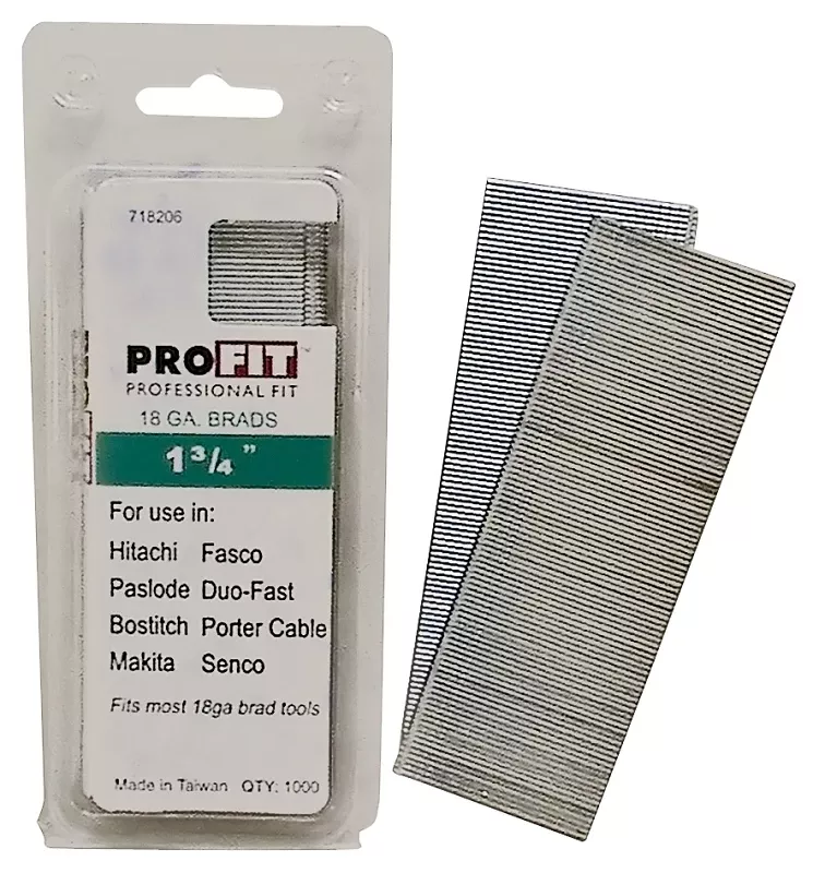 0718206 Series Finish Nail, Glue Collation, 1-3/4 In L, 18 Ga, Steel, Electro-galvanized, Brad Head