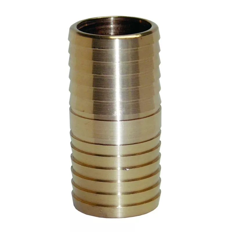 Yellow Brass Insert Coupling, Barbed Ends, 1-1/4 In.