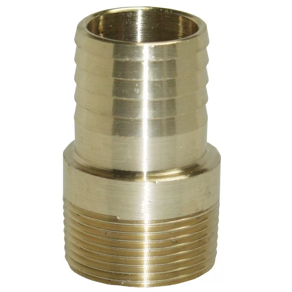 Yellow Brass Threaded Male Adapter, Barbed End, 1/2 In.