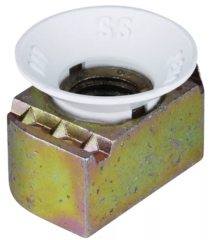 Zcm1001/4-10 Cone Nut, 1/4 In, Nylon/steel, Gold, Galvanized