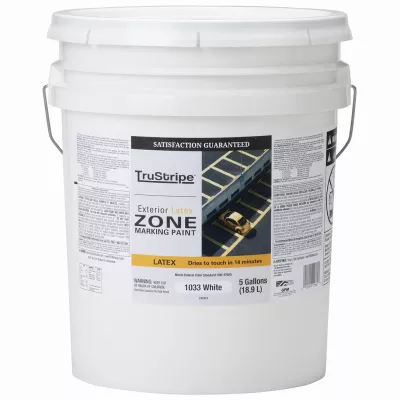 Zone Marking Paint, Flat Latex, White, 5 Gallons